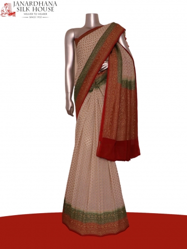 Double Contrast Handloom Banarasi Georgette Silk Saree